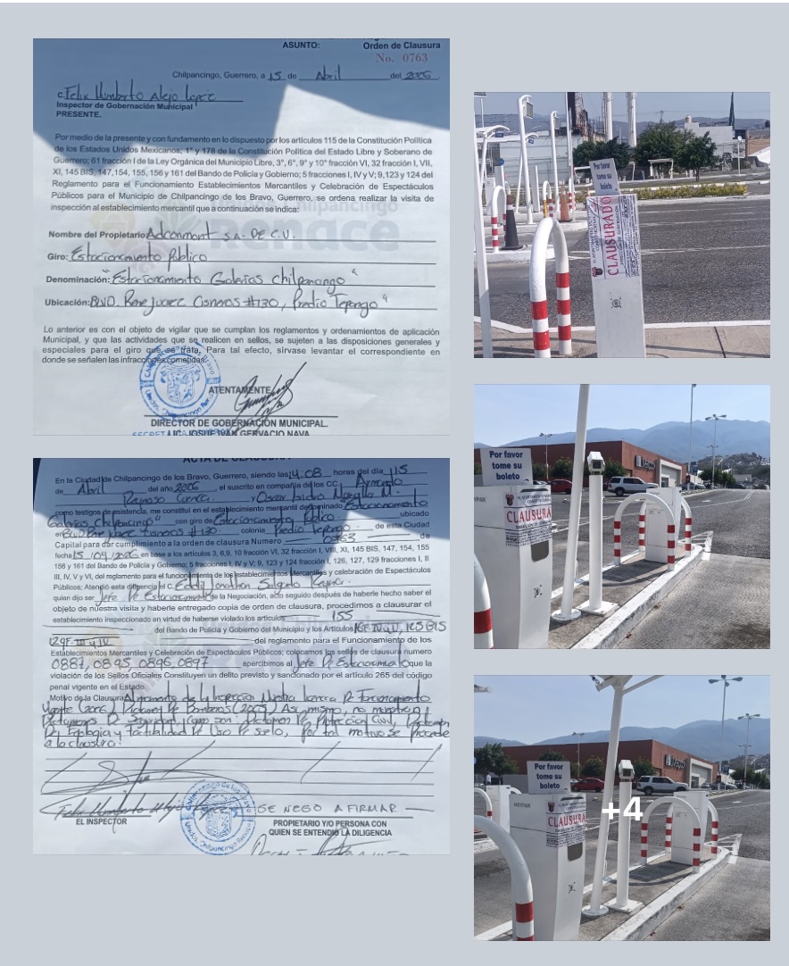 Clausura Ayuntamiento de Chilpancingo estacionamientos irregulares en centros comerciales