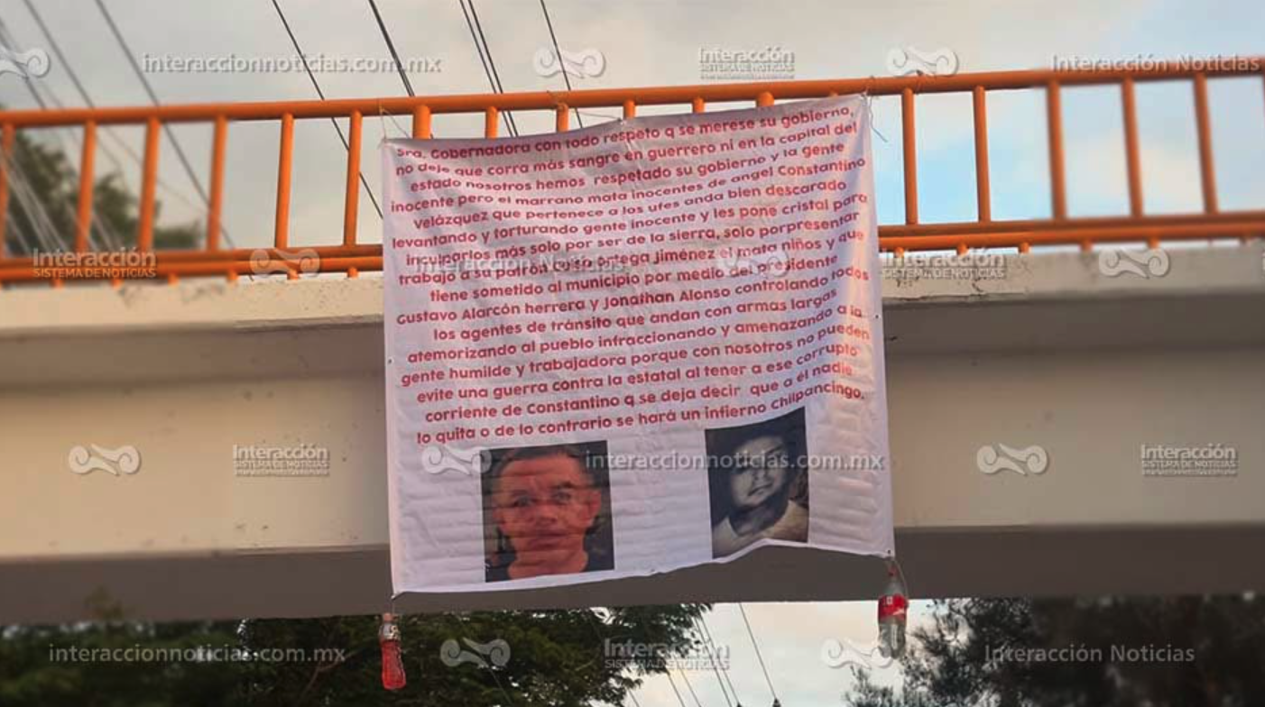 Colocan seis lonas incriminatorias en Chilpancingo, tras la ejecución de un hombre en Zumpango