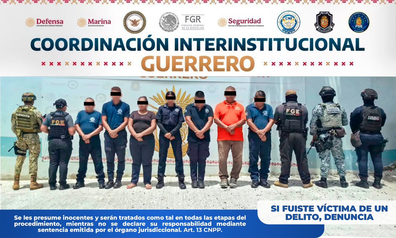 Detienen por desaparición forzada a siete policías municipales de Coyuca de Benítez