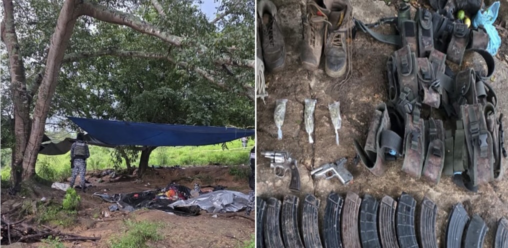 Aseguran armas y equipo táctico en campamento clandestino de Juan R. Escudero