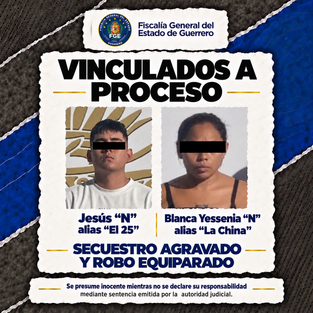 Vinculan a proceso a dos presuntos integrantes de “Los Tlacos”, los acusan de secuestro agravado y robo equiparado